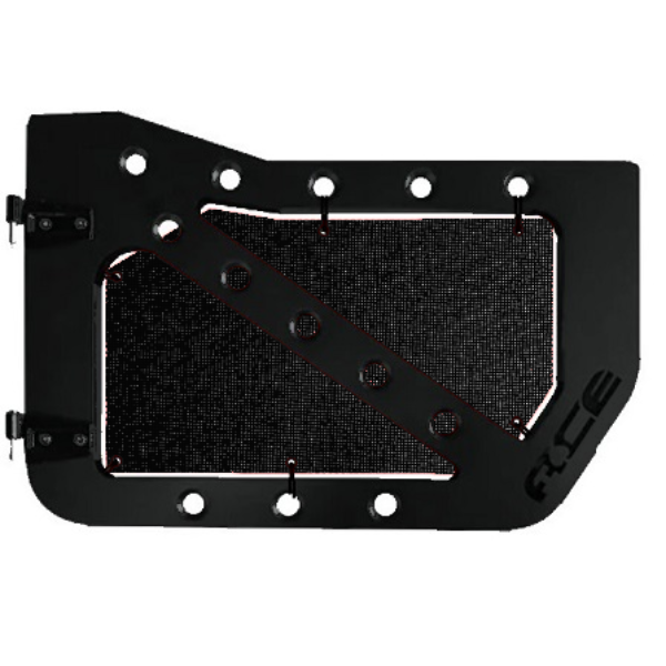 Black mesh screens for Ace Engineering trail doors on 2007-2018 Jeep Wrangler JK.