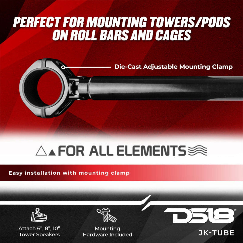 DS18 - Rear Tower Speaker Mounting Bar (Black) - 2007-2018 Wrangler