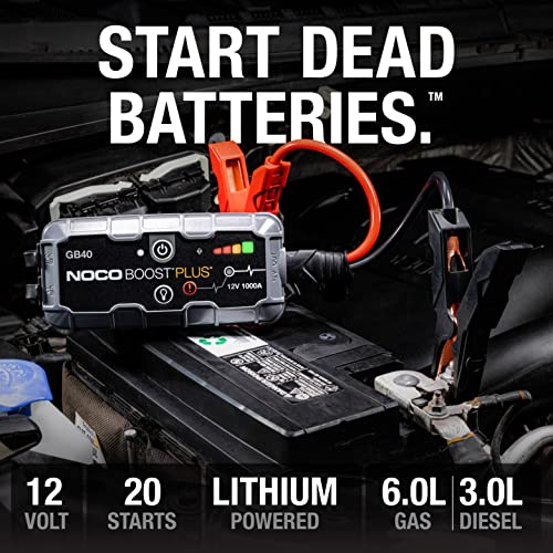 Battery Jump Starter w/ Cables for up to 6.0L Gasoline & 3.0L Diesel Engines (1000A)