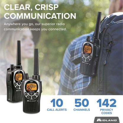 Midland GXT1000VP4 - 50 Channel GMRS Two-Way Radios (Black/Silver)(Pair)