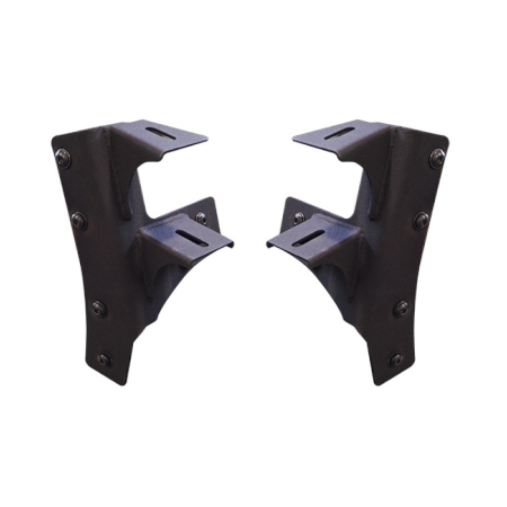 Dual cowl light mounts for 2007-2018 Jeep Wrangler, compatible with LED or auxiliary lights.