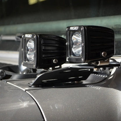 Heavy-duty dual cowl light mounts for 2018-current Jeep Wrangler and Gladiator.
