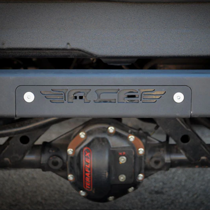 Rear bumper delete panel for 2007-2018 Jeep Wrangler, improving clearance and off-road styling.