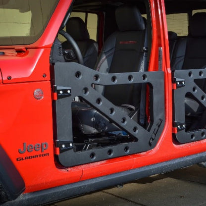 Full set of steel-frame trail doors for 2019-current Jeep Gladiator, perfect for off-road adventures.