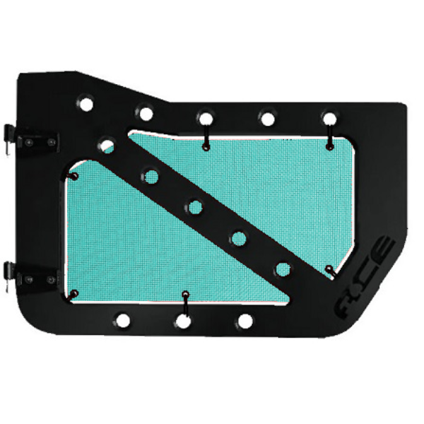 Tiffany blue mesh screens for Ace Engineering trail doors on 2007-2018 Jeep Wrangler JK.