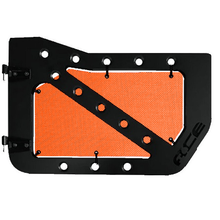 Orange mesh screens for Ace Engineering trail doors on 2018-current Jeep Wrangler JL.