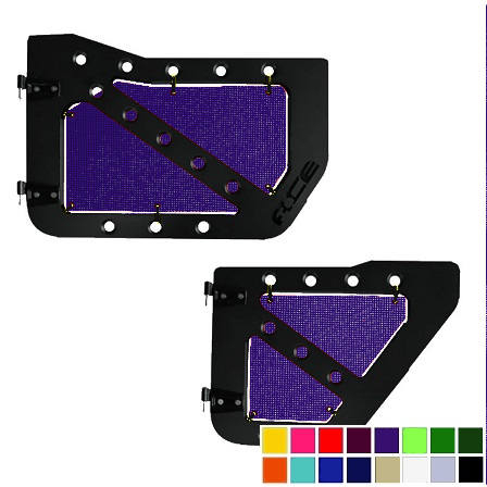 Dark purple mesh screens for Ace Engineering trail doors on 2007-2018 Jeep Wrangler JKU.
