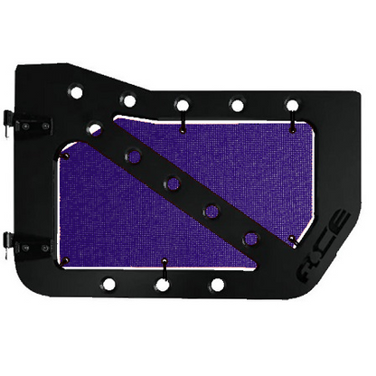 Dark purple mesh screens for front Ace Engineering trail doors on 2007-2018 Jeep Wrangler JKU.