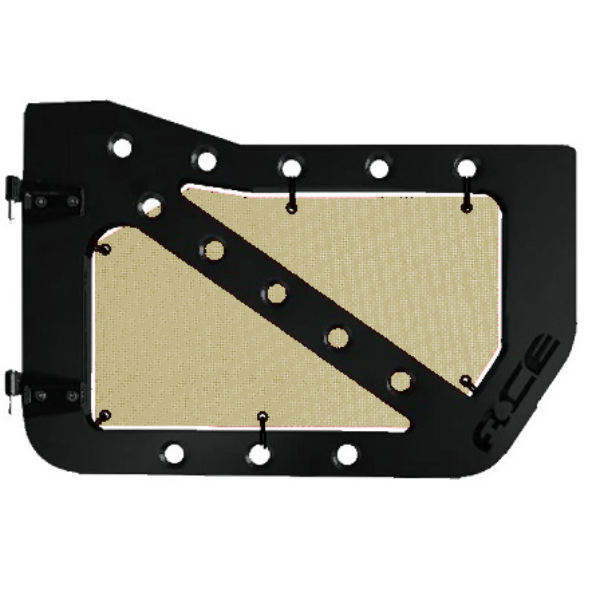 Light tan mesh screens for Ace Engineering trail doors on 2007-2018 Jeep Wrangler JK.