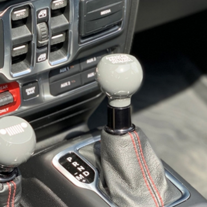 High-quality automatic shift knob from American Brother Designs, available in 62 colors for 2018+ Jeep Wrangler and Gladiator.