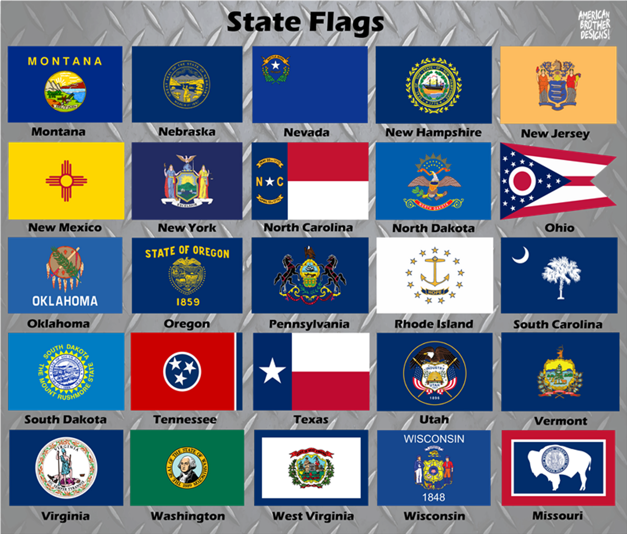 Billet aluminum state flag badges for Jeep customization. Sold in pairs, available in 60 flag options for a personalized touch.