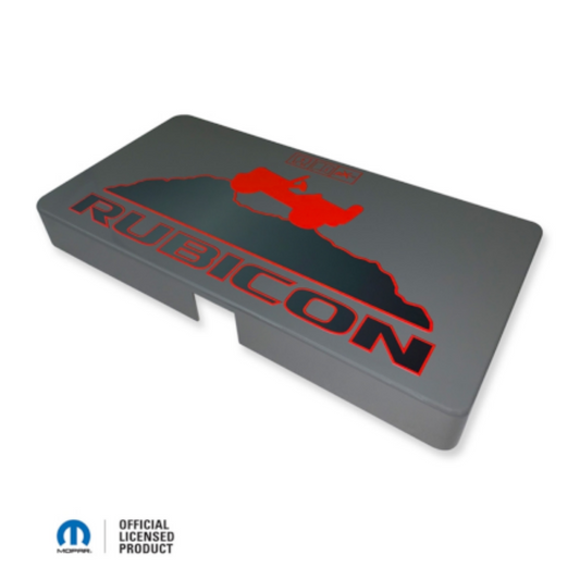 Stylish and durable billet fuse box cover in 62 colors, designed for 2018+ Jeep Wrangler and Gladiator.
