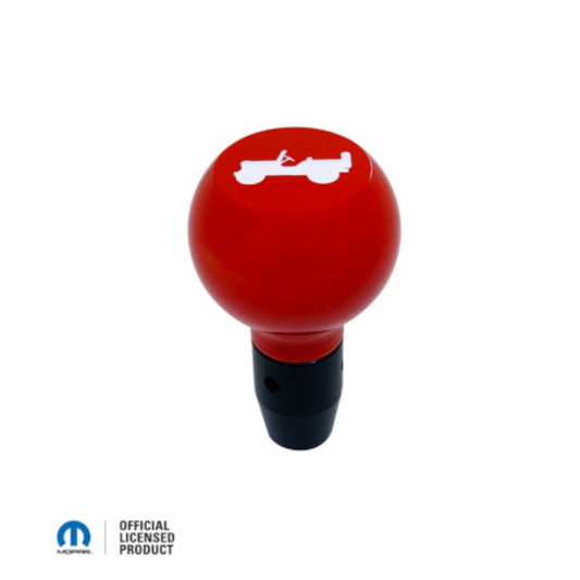 Flat top manual shift knob designed for 2007-2018 Jeep Wrangler, offering a sleek billet design in 62 color options.