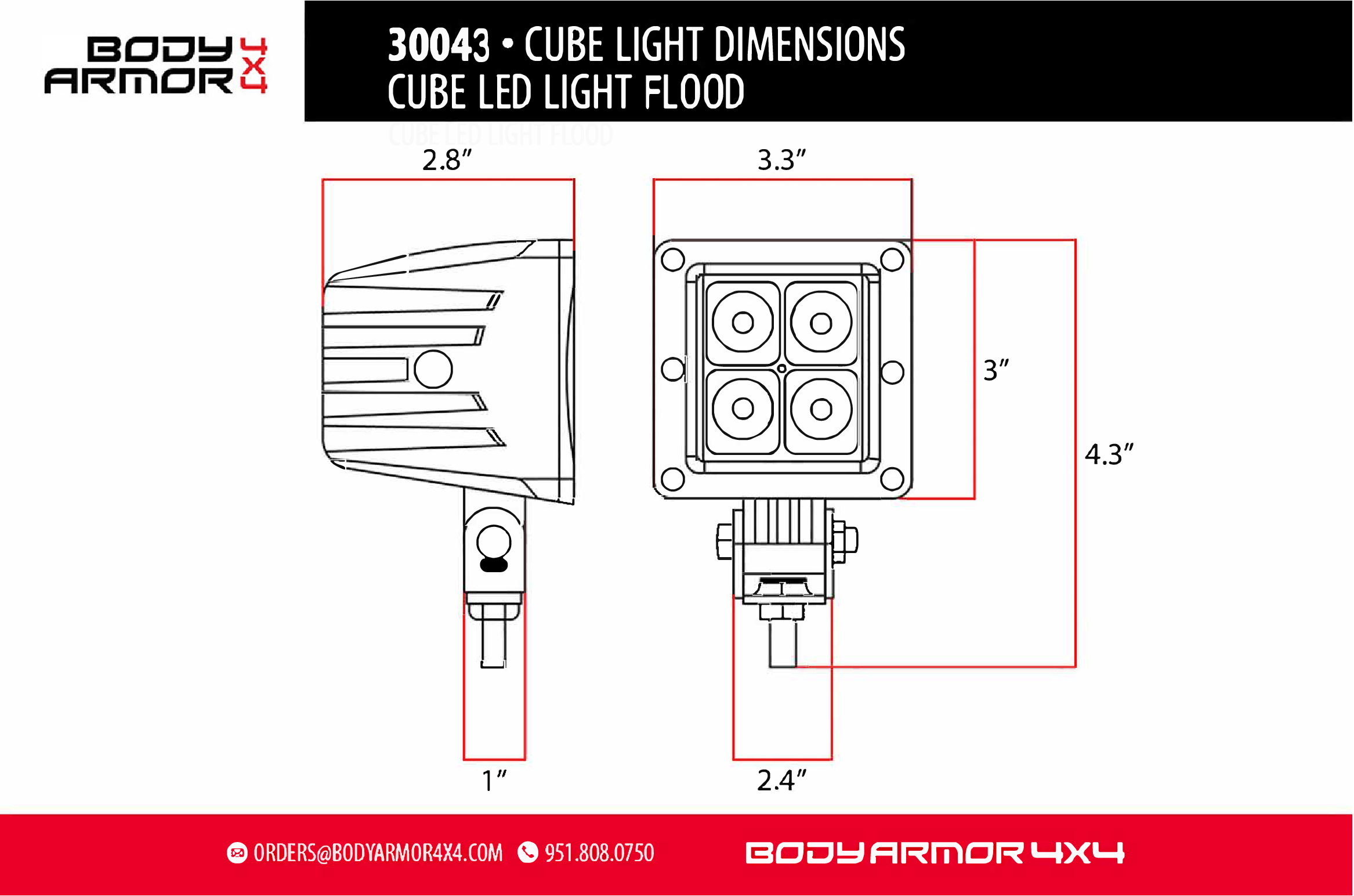 Body Armor 4x4 - Cube Light: 3" | Spot Beam (Pair) - 1987-Current Wrangler/Gladiator