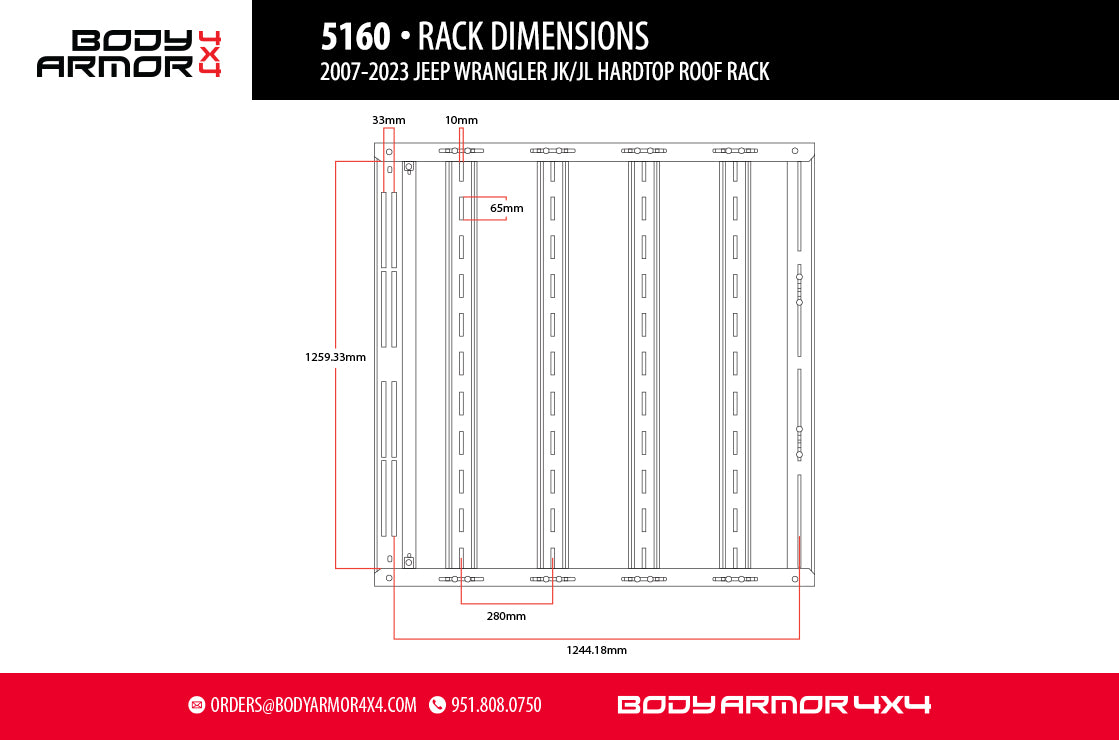 Body Armor 4x4 - Roof Rack for Hard Top - 2007-Current Wrangler