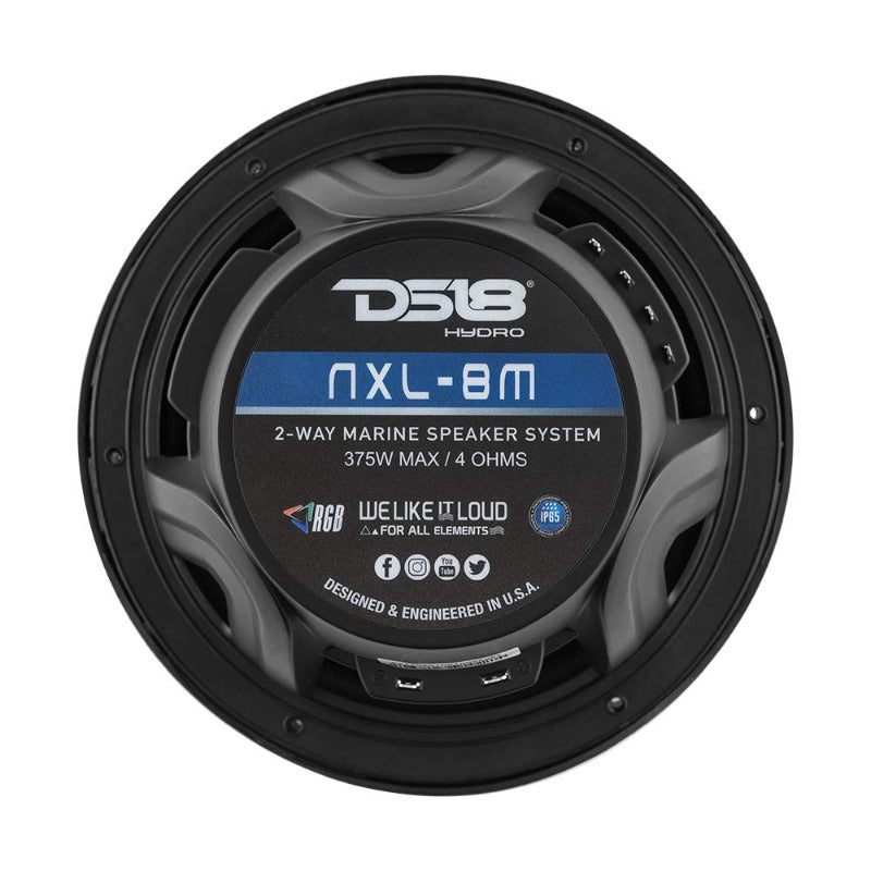 DS18 - 8 Inch, 375 Watt, RGB Marine/Car Audio Speakers (Pair)
