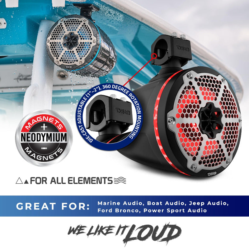 DS18 - 8 Inch, 550 Watt, RGB Marine/Car Audio Tower Speakers (Pair)