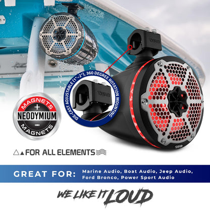 DS18 - 8 Inch, 550 Watt, RGB Marine/Car Audio Tower Speakers (Pair)