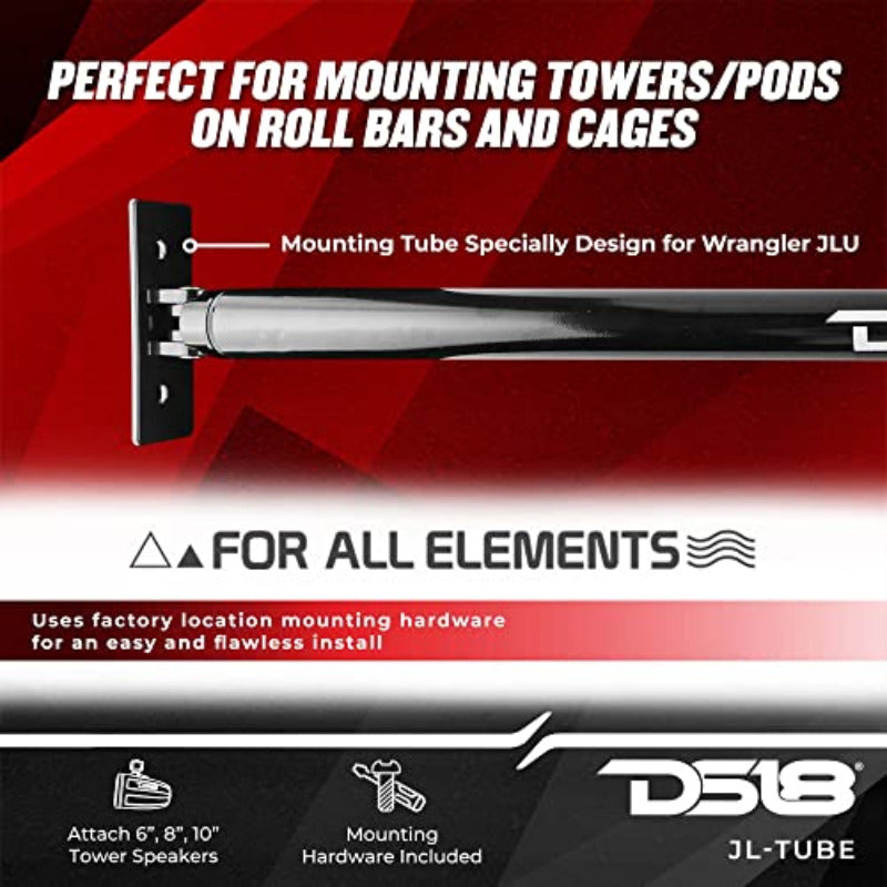 DS18 - Rear Tower Speaker Mounting Bar (Black) - 2018-Current Wrangler