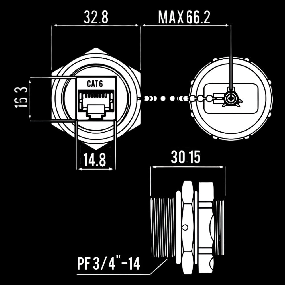 InstallerParts - CAT6 RJ45 Shielded Panel Mount Bulkhead - Fits Midland Radio Mics
