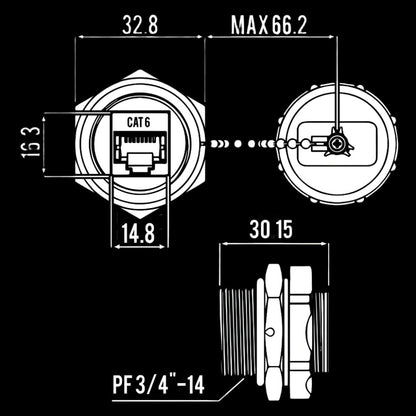 InstallerParts - CAT6 RJ45 Shielded Panel Mount Bulkhead - Fits Midland Radio Mics