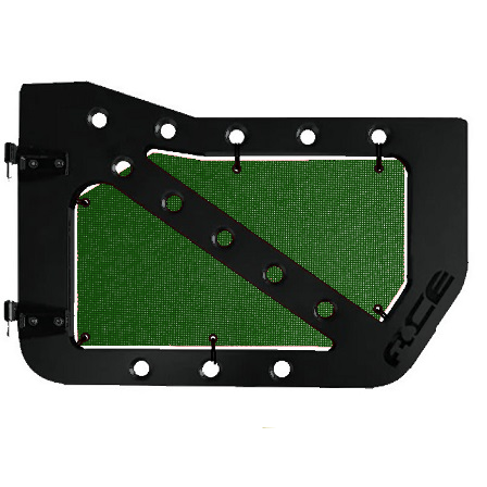 Green mesh screens for front Ace Engineering trail doors on 2007-2018 Jeep Wrangler JKU.