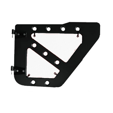 White mesh screens for rear Ace Engineering trail doors on 2007-2018 Jeep Wrangler JKU.