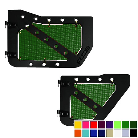 Green mesh screens for Ace Engineering trail doors on 2007-2018 Jeep Wrangler JKU.