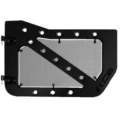 Gray mesh screens for front Ace Engineering trail doors on 2007-2018 Jeep Wrangler JKU.