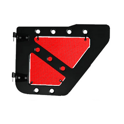 Red mesh screens for rear Ace Engineering trail doors on 2007-2018 Jeep Wrangler JKU.