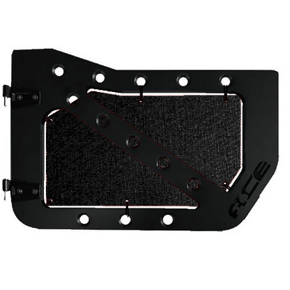 Black mesh screens for front Ace Engineering trail doors on 2007-2018 Jeep Wrangler JKU.