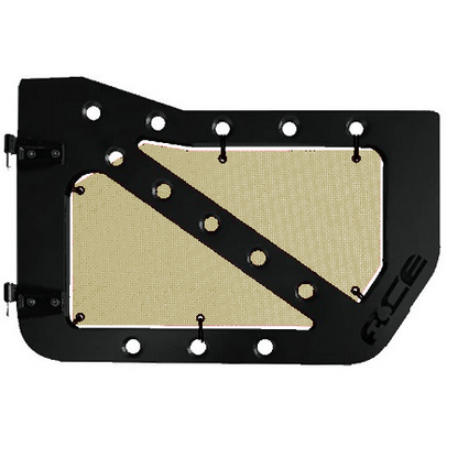 Tan mesh screens for front Ace Engineering trail doors on 2007-2018 Jeep Wrangler JKU.