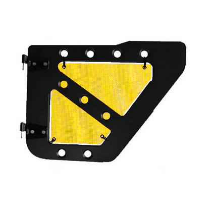Yellow mesh screens for rear Ace Engineering trail doors on 2007-2018 Jeep Wrangler JKU.