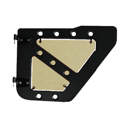 Tan mesh screens for rear Ace Engineering trail doors on 2007-2018 Jeep Wrangler JKU.