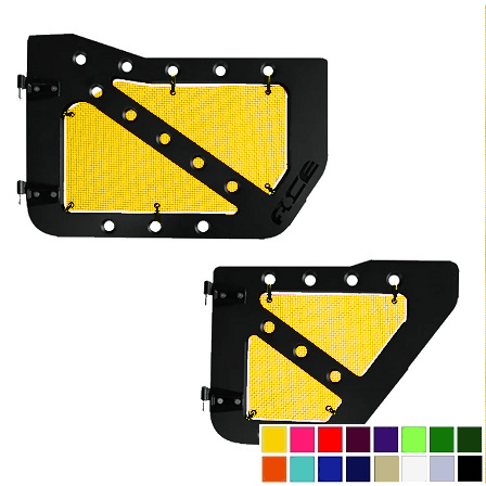 Yellow mesh screens for Ace Engineering trail doors on 2007-2018 Jeep Wrangler JKU.