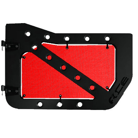 Red mesh screens for front Ace Engineering trail doors on 2007-2018 Jeep Wrangler JKU.