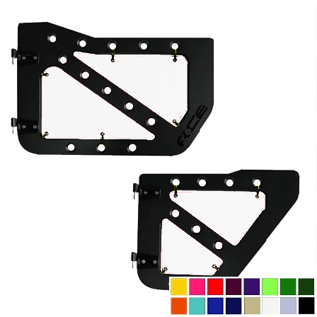 White mesh screens for Ace Engineering trail doors on 2007-2018 Jeep Wrangler JKU.