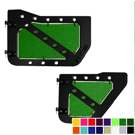Green mesh screens for Ace Engineering trail doors on 2007-2018 Jeep Wrangler JKU.