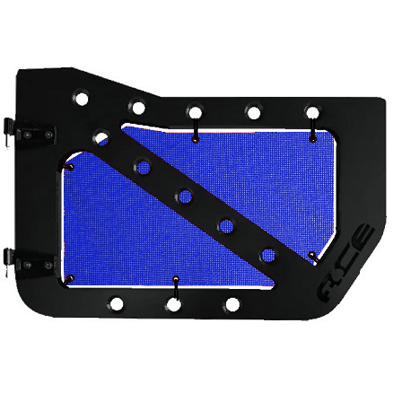 Blue mesh screens for front Ace Engineering trail doors on 2007-2018 Jeep Wrangler JKU.