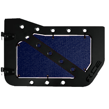 Dark blue mesh screens for front Ace Engineering trail doors on 2007-2018 Jeep Wrangler JKU.