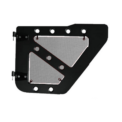 Gray mesh screens for rear Ace Engineering trail doors on 2007-2018 Jeep Wrangler JKU.