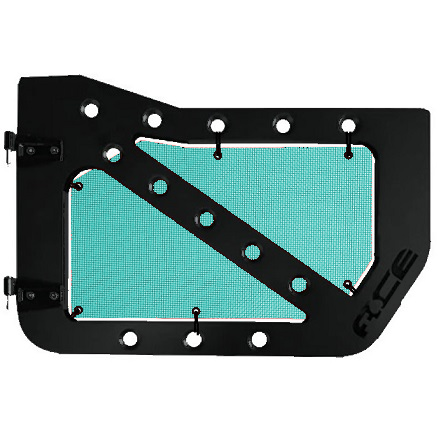 Tiffany blue mesh screens for front Ace Engineering trail doors on 2007-2018 Jeep Wrangler JKU.