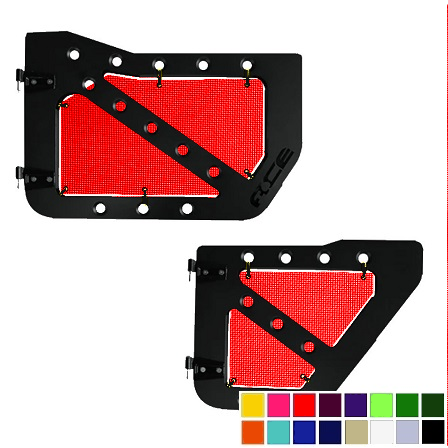 Red mesh screens for Ace Engineering trail doors on 2007-2018 Jeep Wrangler JKU.