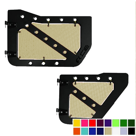 Tan mesh screens for Ace Engineering trail doors on 2007-2018 Jeep Wrangler JKU.