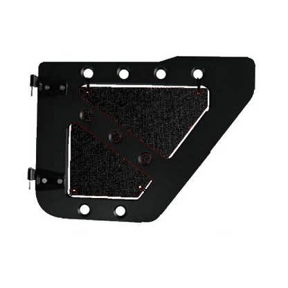 Black mesh screens for rear Ace Engineering trail doors on 2007-2018 Jeep Wrangler JKU.