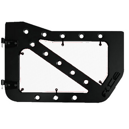 White mesh screens for front Ace Engineering trail doors on 2020-Current Jeep Gladiator JT.
