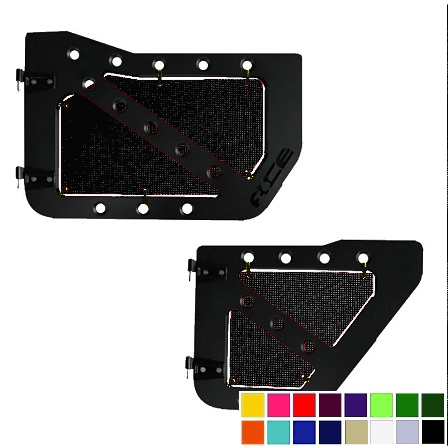Black mesh screens for Ace Engineering trail doors on 2020-Current Jeep Gladiator JT.
