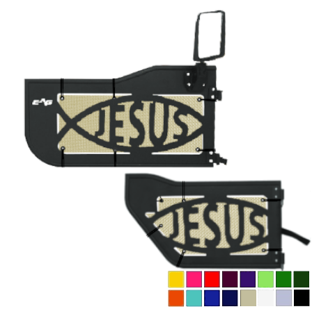 EAG Jesus Trail Door Jeepy Screens (16 Colors) - 2007-2018 Wrangler Unlimited JKU