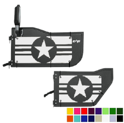 EAG Military Star Trail Door Jeepy Screens (16 Colors) - 2007-2018 Wrangler Unlimited JKU