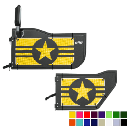 EAG Military Star Trail Door Jeepy Screens (16 Colors) - 2018-Current Wrangler Unlimited JLU